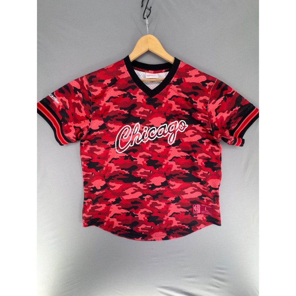 Mitchell & Ness Chicago Bulls NBA Red Camo Mesh Jersey Shirt Mens Large HWC